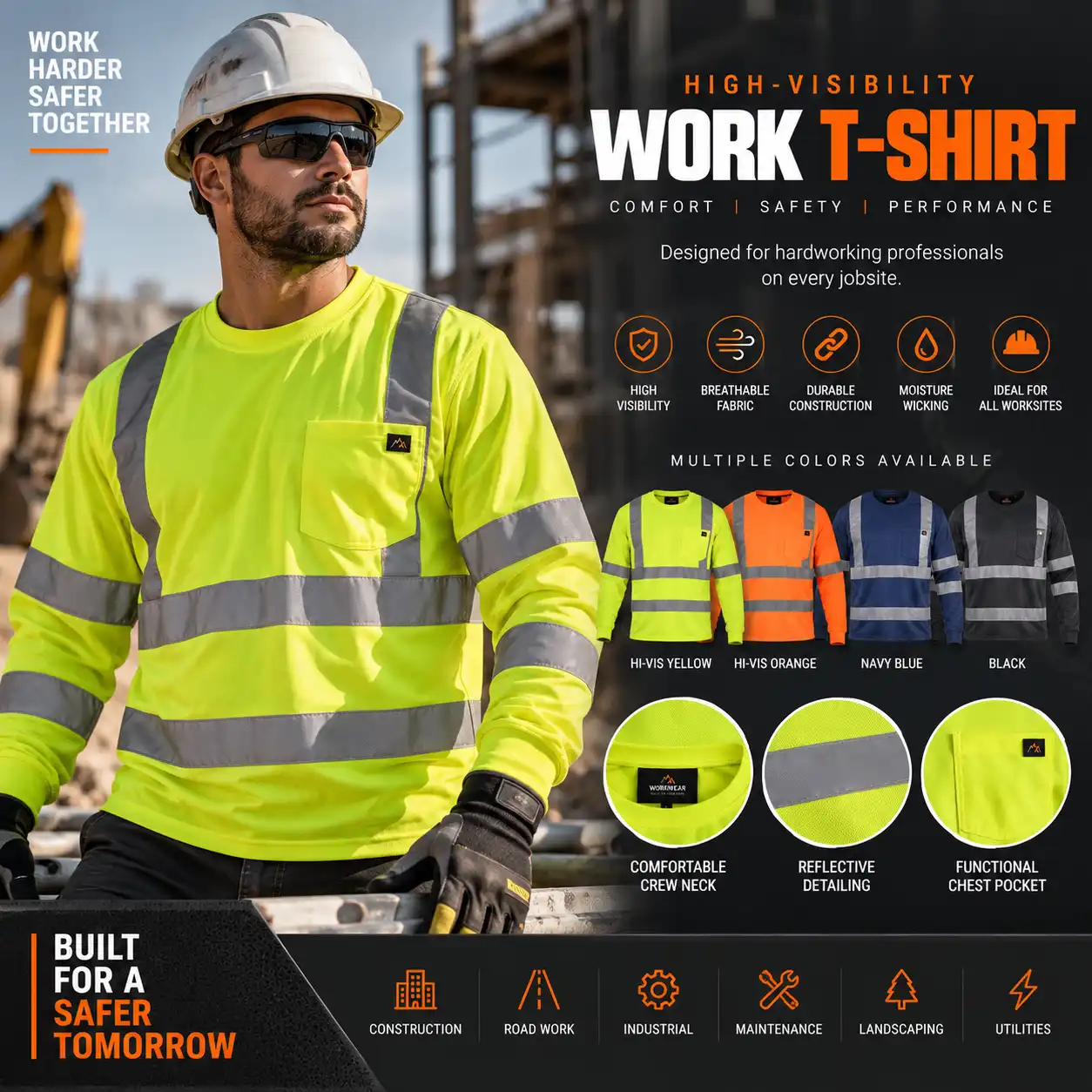 High-Visibility Long-Sleeve Work T-Shirt