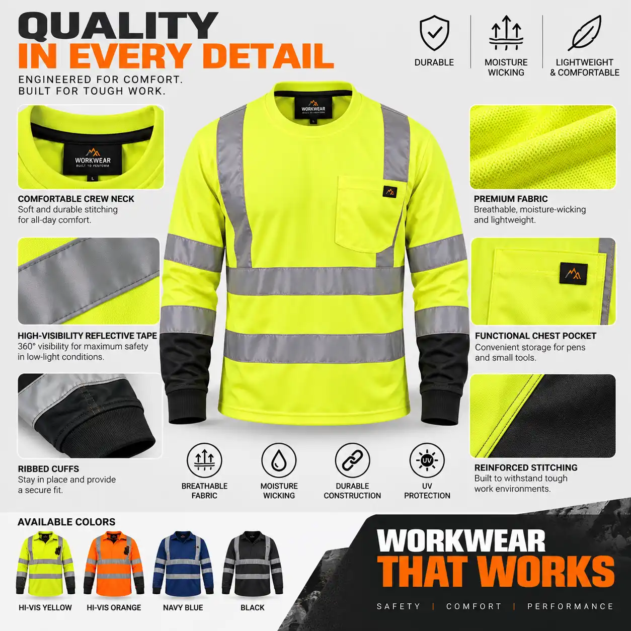 High-Visibility Long-Sleeve Work T-Shirt - Image 4