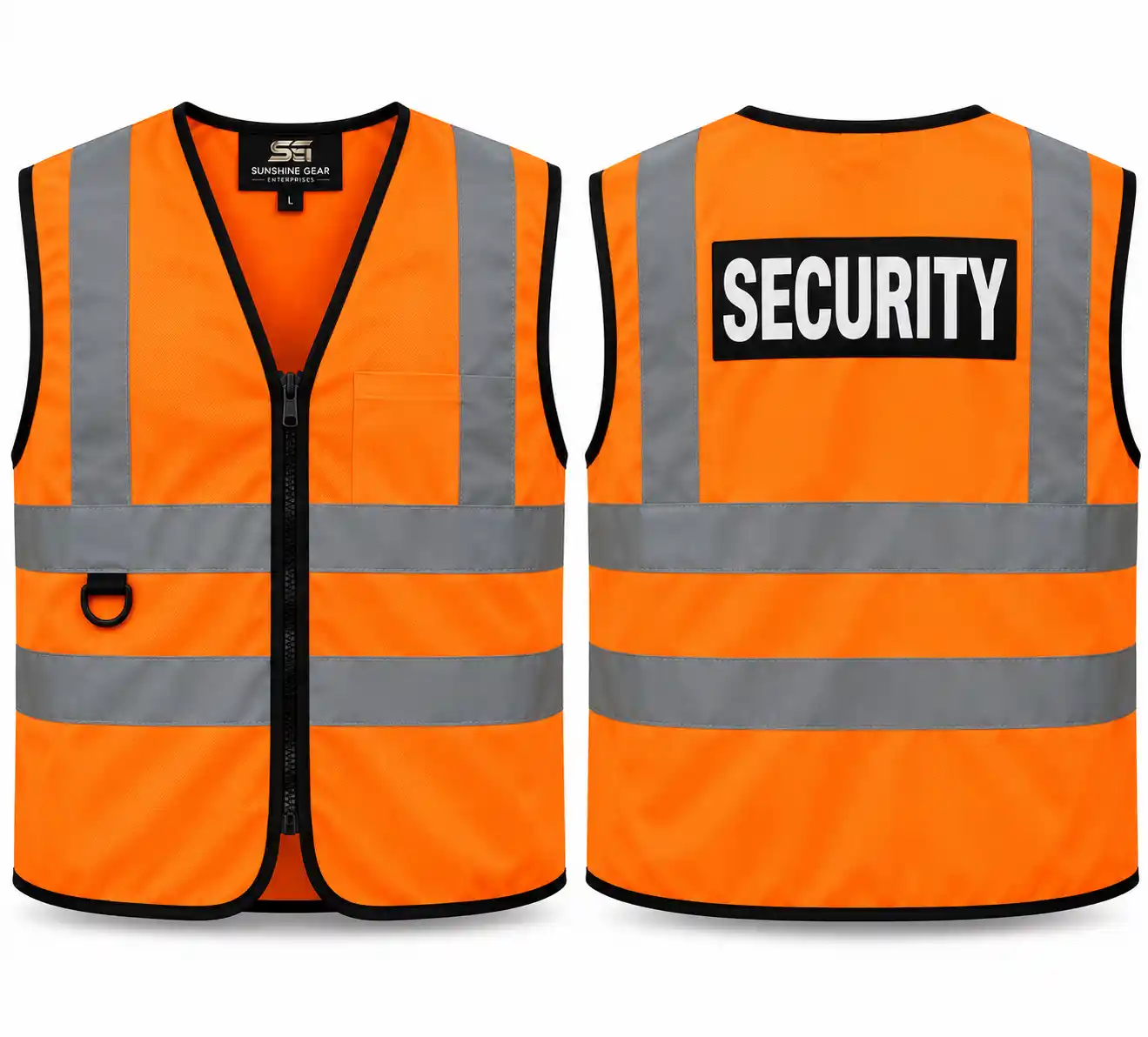 Fluorescent Orange High-Visibility Security Safety Vest - Image 2